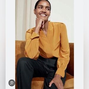 THE FOLD Harrow Blouse Silk Long Sleeve mustard size 6